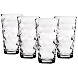 Palais Glassware Cercle Collection; High Quality Clear Glass Set with Circle Design (Set of 4 - 17 Oz Highballs, Clear)