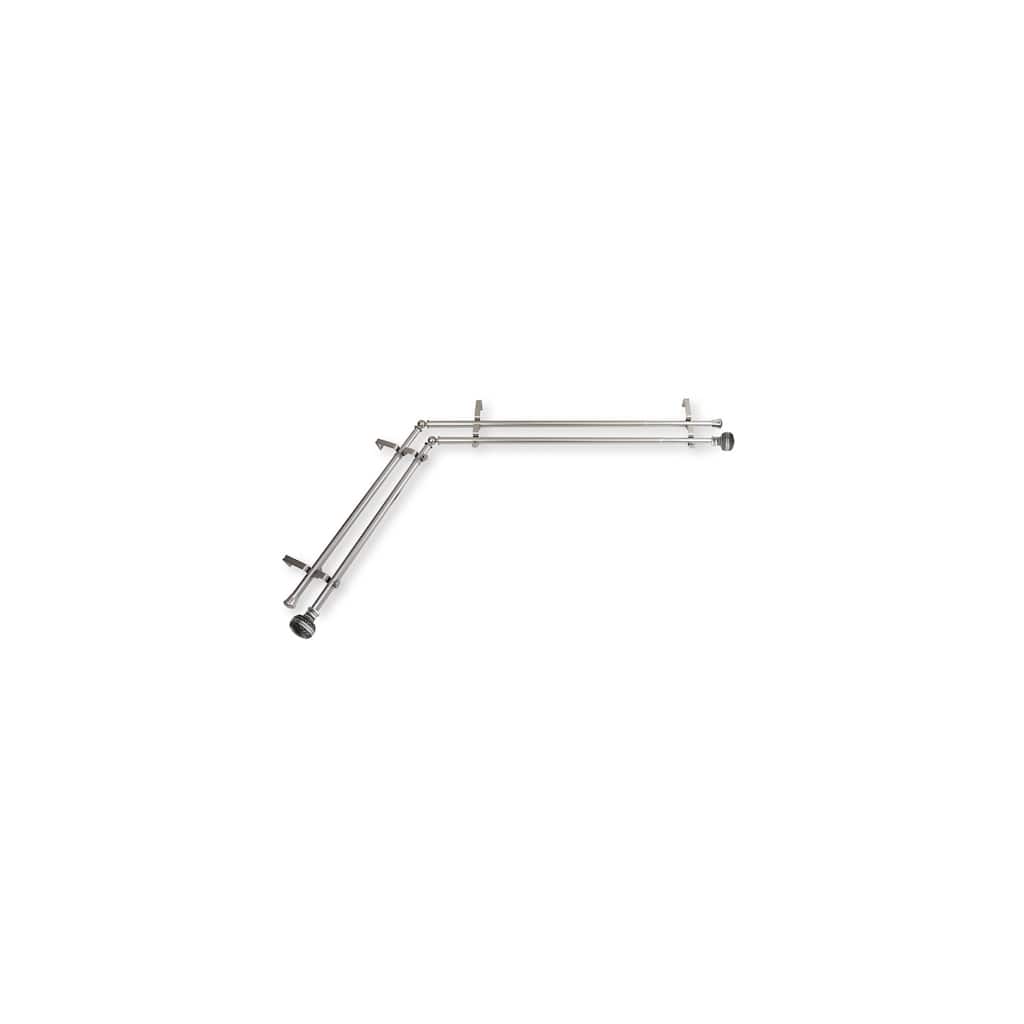 Corner Window Curtain Rod Double Rod Adjustable Satin Nickel 66-120 Inch - M