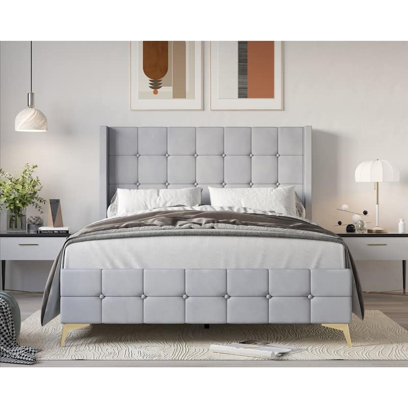 Gisella Upholstered Panel Bed - Silver Grey - King