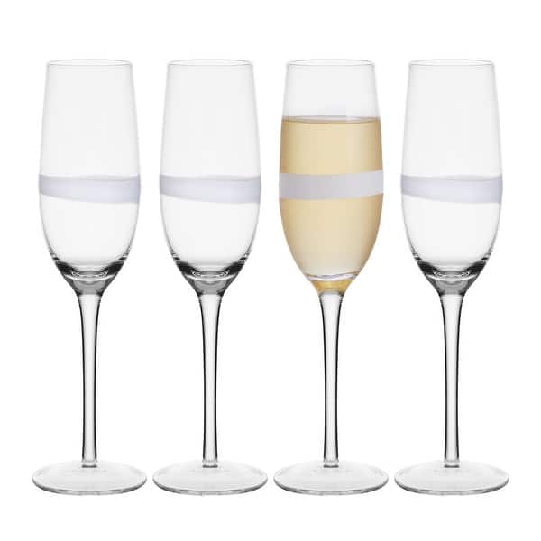 slide 2 of 4, Fitz and Floyd Set of 4 Organic Band Flute Glasses, 8 Oz - 8-oz