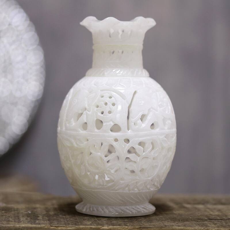 Novica Handmade Royal March Alabaster Decorative Vase