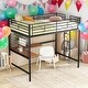 preview thumbnail 2 of 18, Full Metal Loft Bed With Desk and Metal Grid,Sturdy Construction
