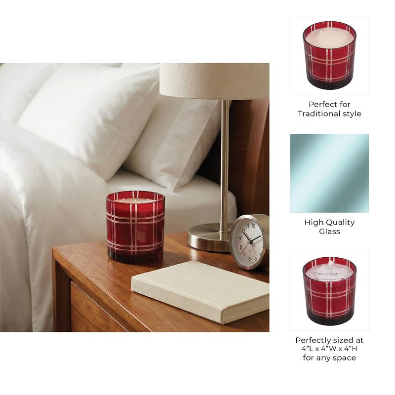 Decorative Glass Wax Warm Vanilla Scented Candle - 4", Red & White - 4.0"