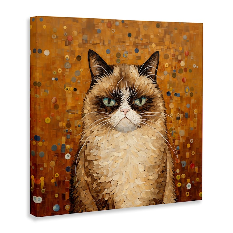 Stupell Grouchy Cat in Classic Style Canvas Wall Art Design By Arlington Prints