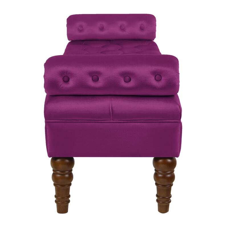 Upholstered Window Bench with Tufted Button - Violet