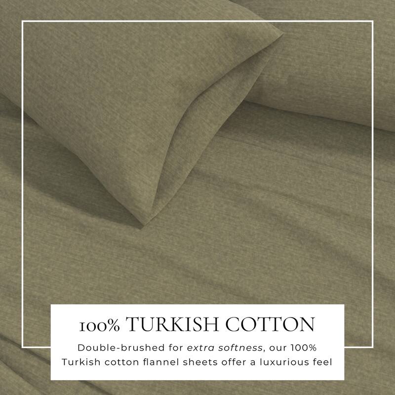 Linery & Co. Cotton Blend Double-Brushed Heathered Flannel Bed Sheet Set