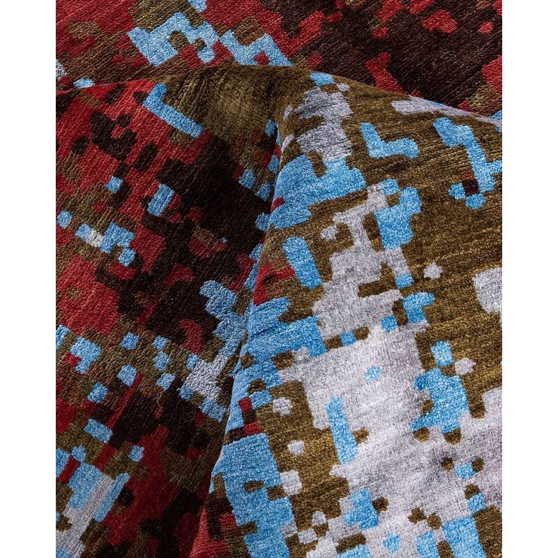 Ikat One-of-a-Kind Hand-Knotted Area Rug - Red, 8' 1" x 10' 0" - 8' 1" x 10' 0"
