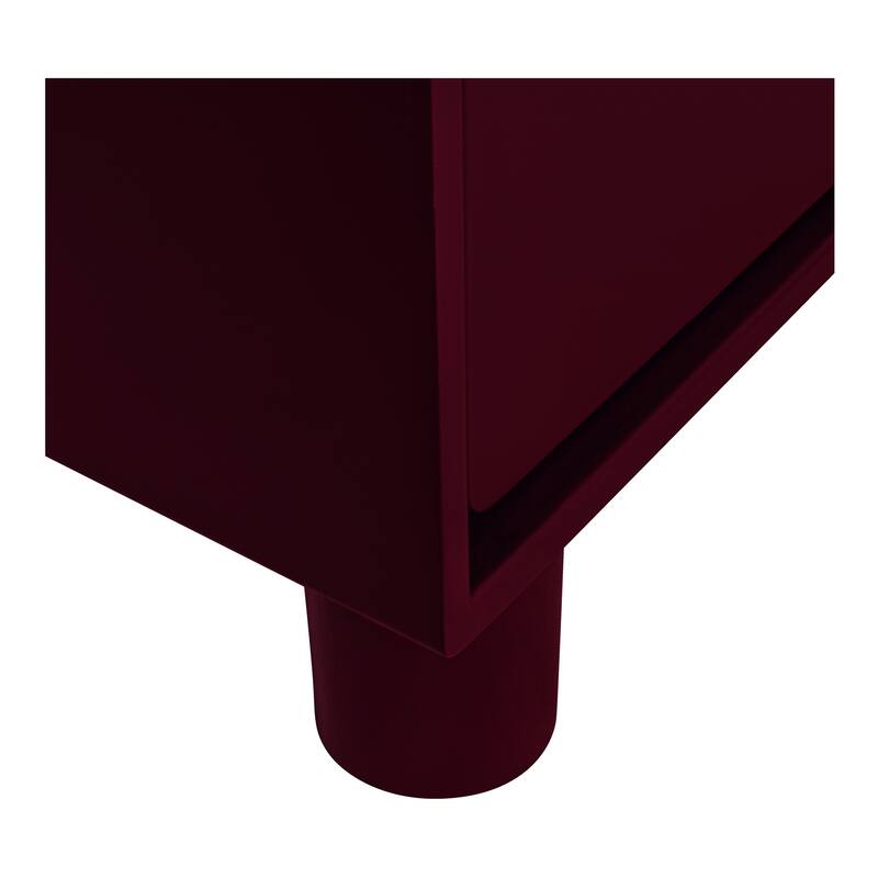 NADAAL STUDIOS Saryn Dresser, Six Soft-Close Drawers with Open Shelf and Sculptural Legs, Deep Red