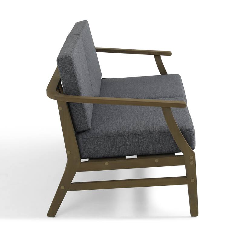 Outdoor Teak Wood Loveseat Sofa with Water-Resistant Cushions