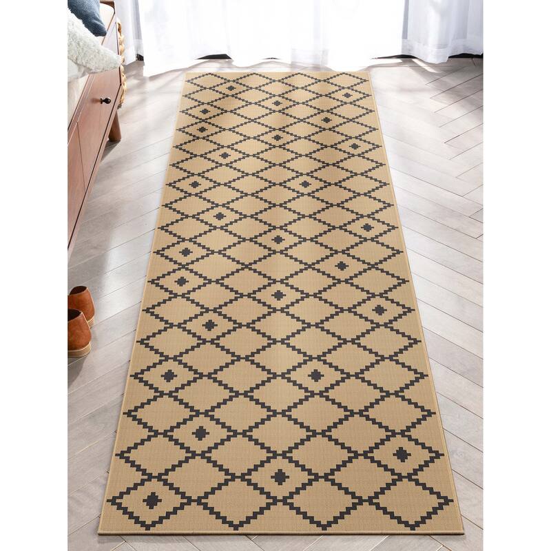 Well Woven Jute Akita Moroccan Lattice Flat-Weave Area Rug