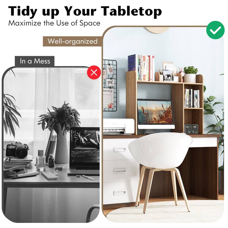 Costway Desk Bookshelf Desktop Storage Organizer Display Shelf Rack