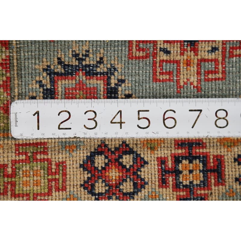 Geometric Blue Kazak Oriental Foyer Rug Handmade Wool Carpet - 2'0" x 3'1"