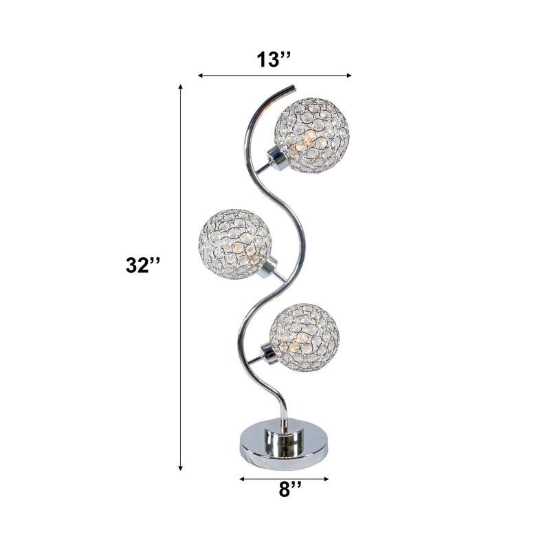 Elegant Crystal Globe Table Lamp - Triple Light Design