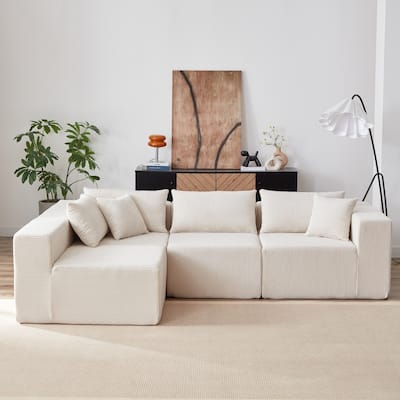 104" Corduroy Upholstered Modular L-shaped Sectional Sofa