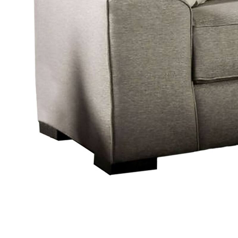 Edison Sofa, Gray Fabric, 4 Accent Throw Pillows, Track Arms, 101 Inch