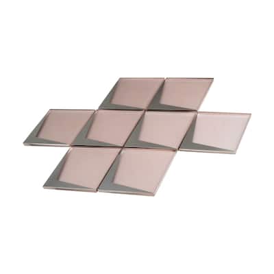 Solace 12x9 Pink Metallic Silver Glass Mosaic Diamond Wall Tile (3.91 sq ft/case) - 5 Pack