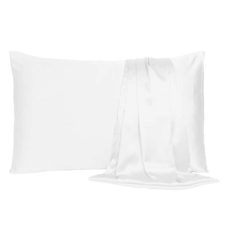 HomeRoots White Dreamy Set Of 2 Silky Satin King Pillowcases - White - 20' X '40' X '1