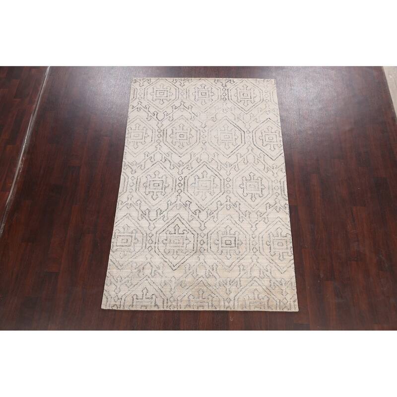 Geometric Oriental Gabbeh Area Rug Wool Handmade Modern Carpet - 5'0" x 7'10"