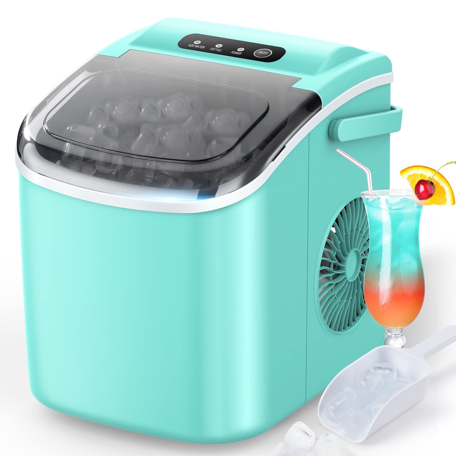 SELF CLEANING+TIMER]Countertop Bullet Shape Qiuck Ice Maker Machine  26lbs/24hrs