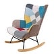 preview thumbnail 6 of 26, Rocking Chair Fabric Rocker Chair with Wood Legs Patchwork Linen - 22*29*36.5INCH