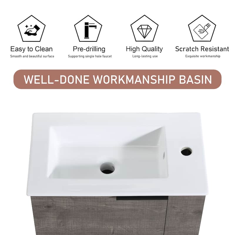 ARTCHIRLY 22" Bathroom Vanity with Ceramic Sink, Floating Bathroom Vanity with Soft Close Door