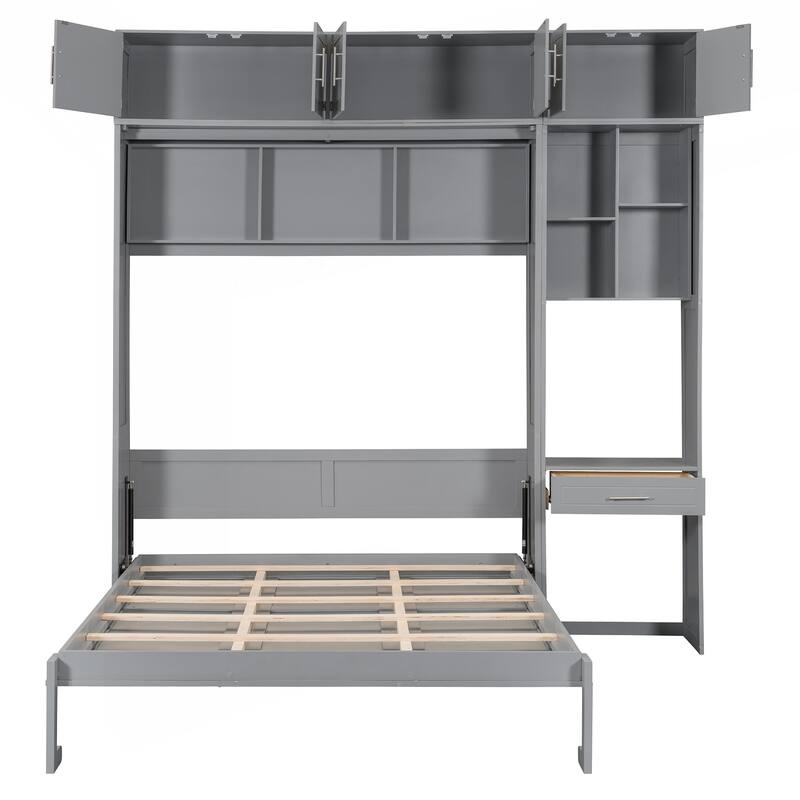 Versatile Queen Size Murphy Bed with Integrated Storage and Desk for Space Optimization