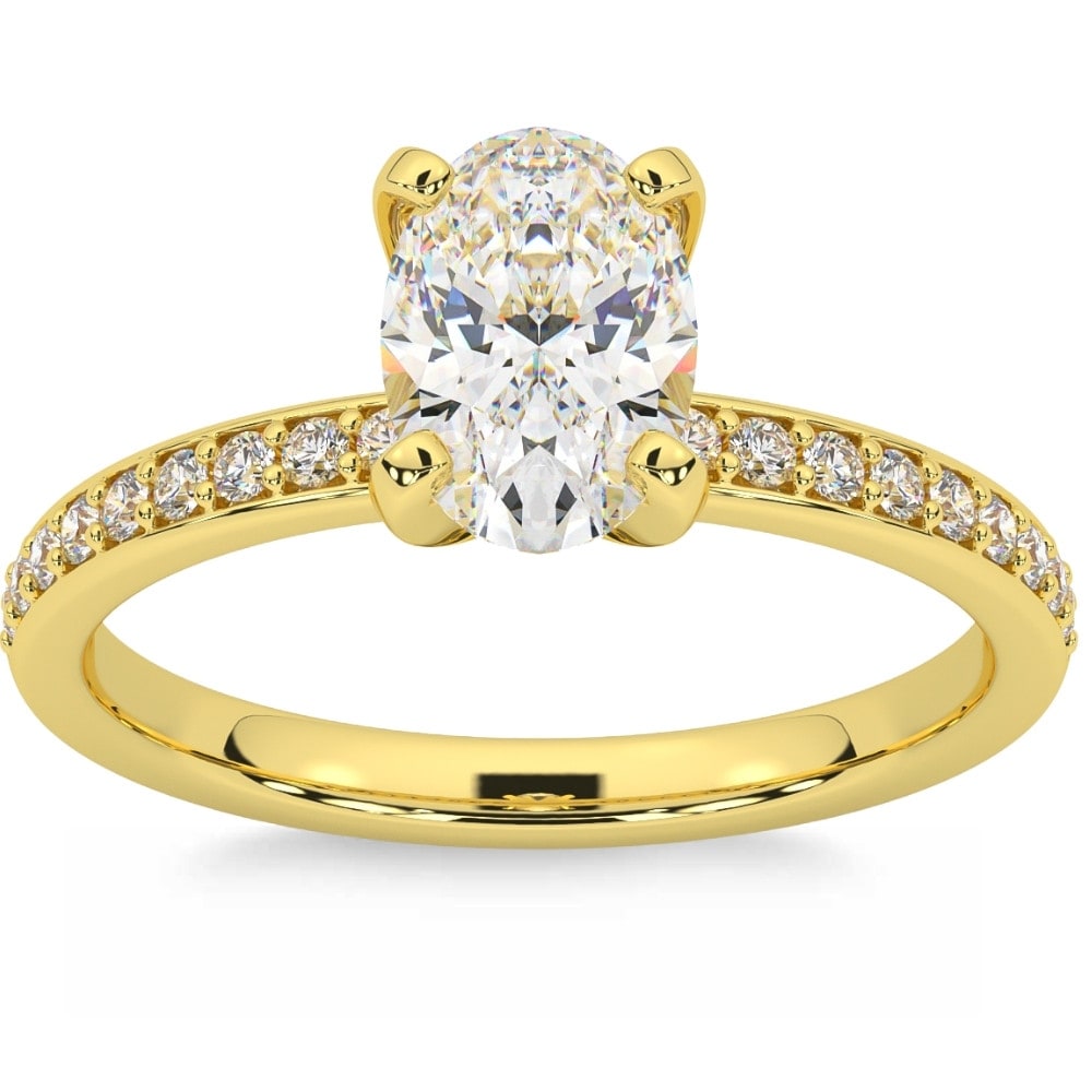 Bliss Diamond 2 1/4CT Oval Moissanite & Lab Grown Diamond Engagement Ring White or Yellow Gold
