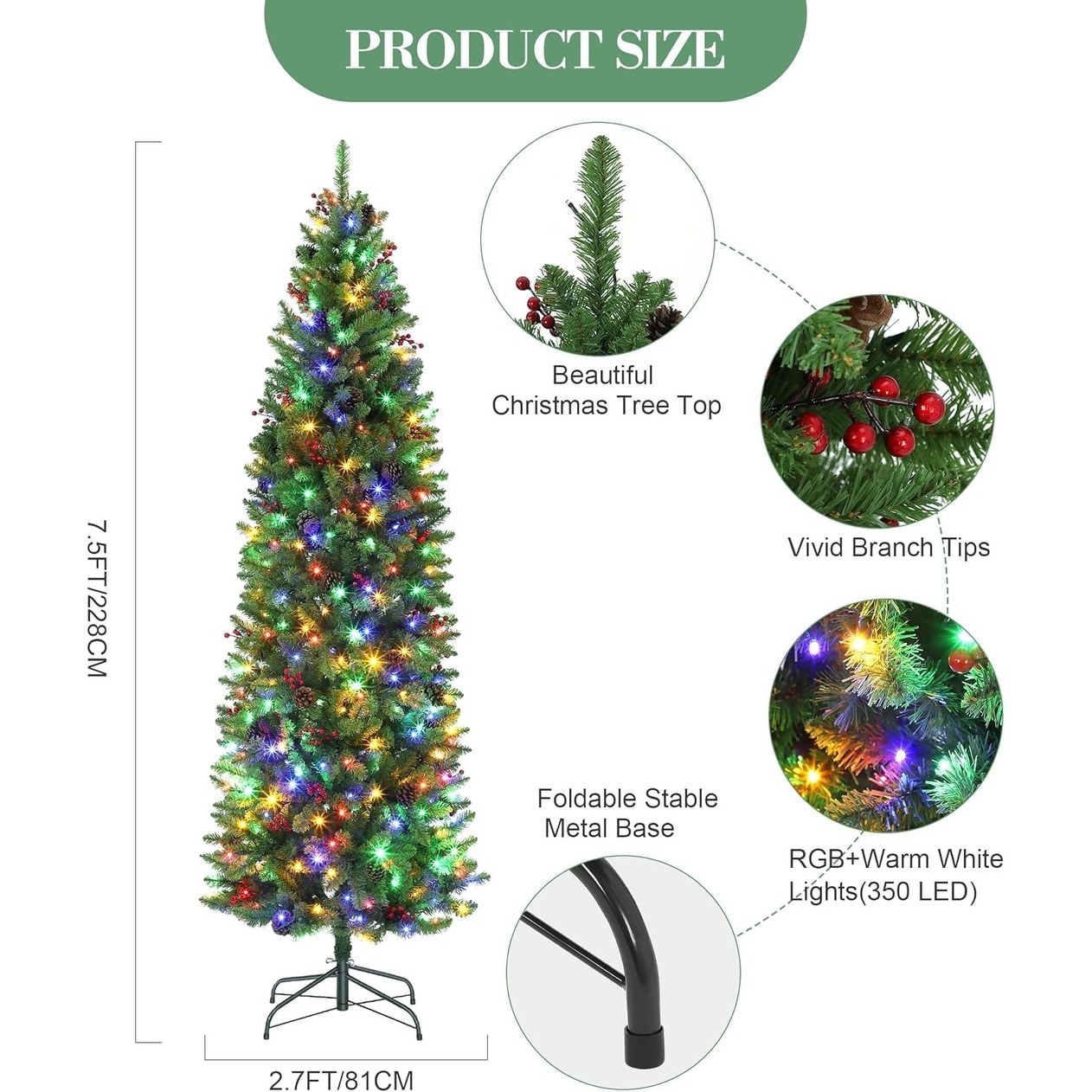 さきぽよ  流木ツリー Prelit Artificial Christmas Tree with Multicolor Led Lights
