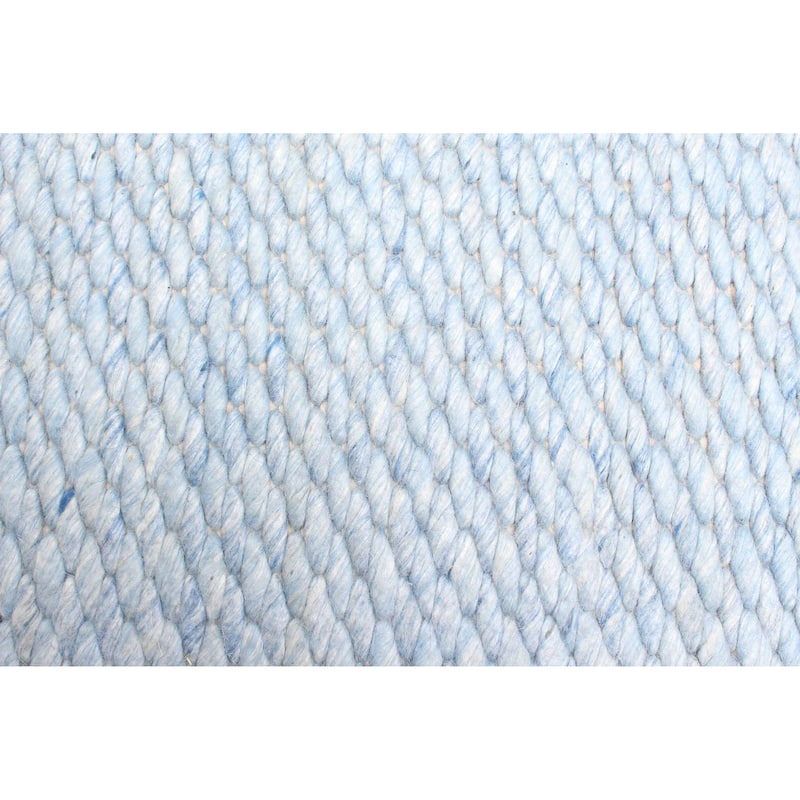 ECARPETGALLERY Braid weave Sienna Sky Blue Wool Rug - 5'0 x 8'0