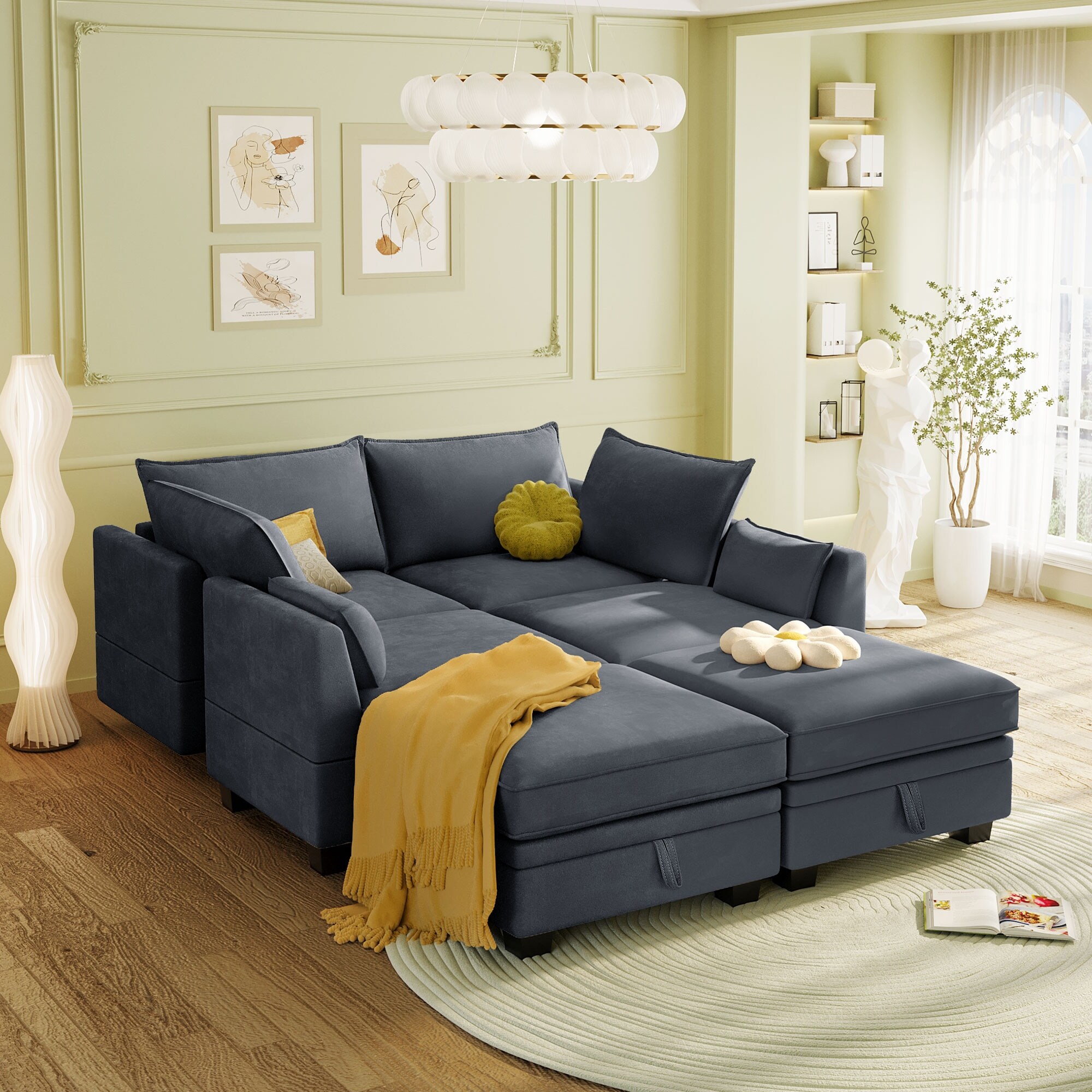 Convertible couch chaise store lounger sofa bed