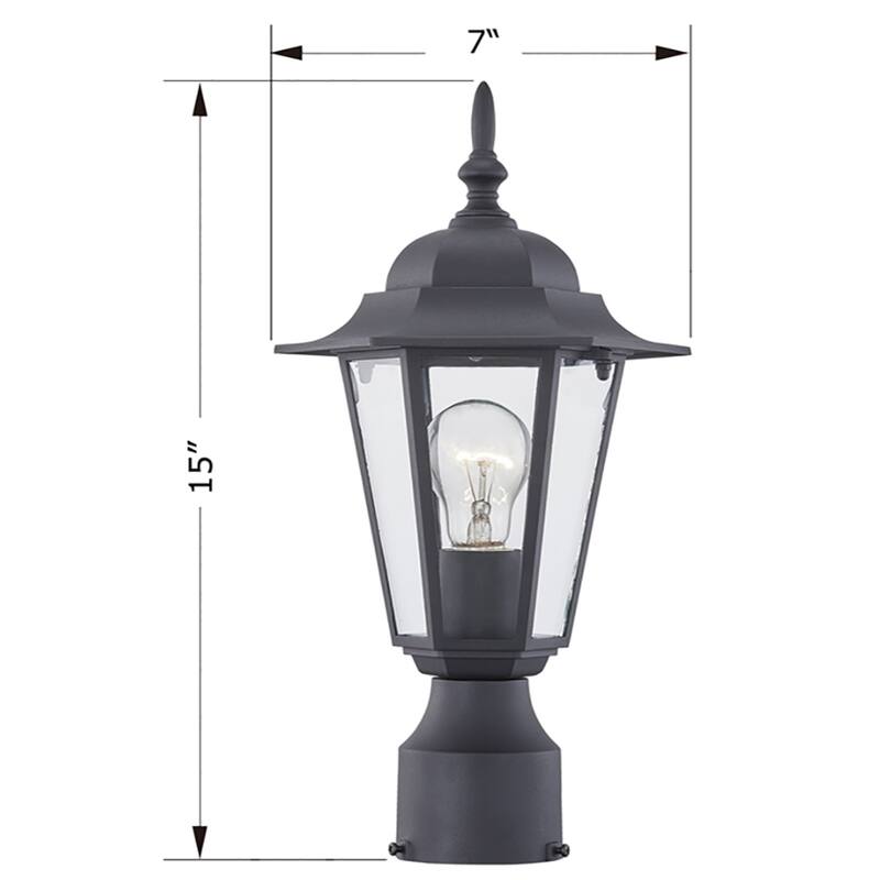 1 -Light Textured Black Outdoor Post Lantern Light