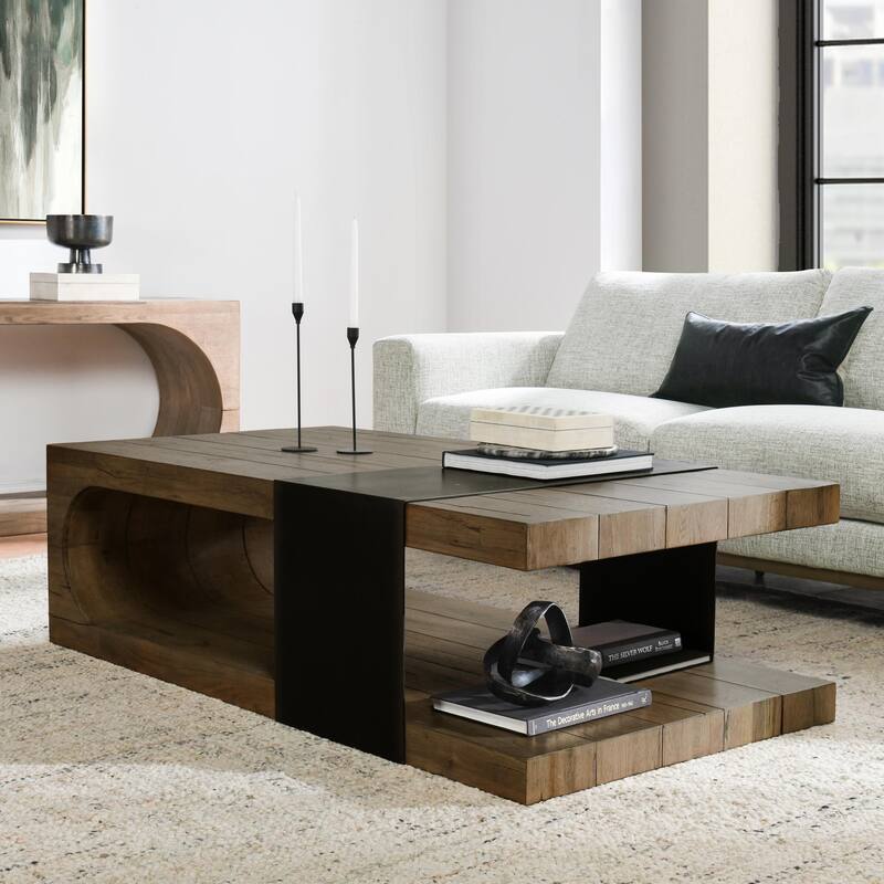Classic Home Danica Coffee Table in Natural Oak - Natural Brown - Reclaimed Wood