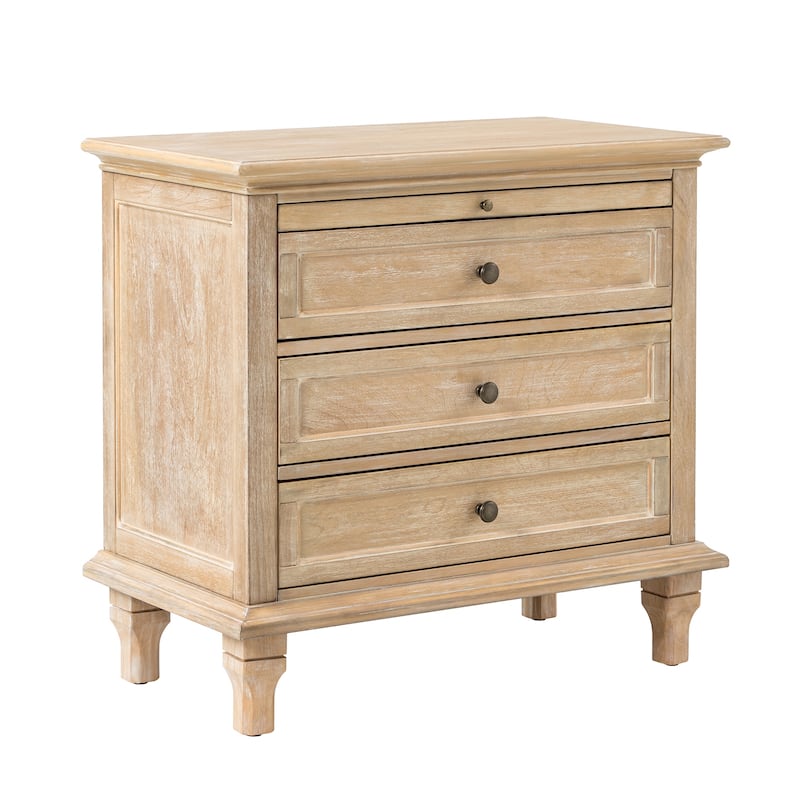 Muriel Farmhouse 3 Drawers Nightstand with Built-In Outlets by HULALA HOME