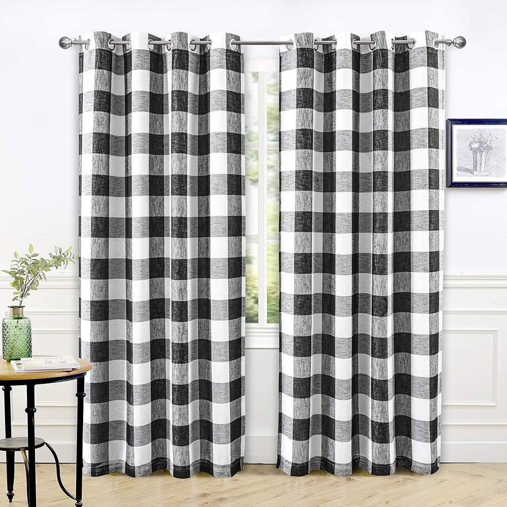 DriftAway Buffalo Check Woven Plaid Pattern Lined Blackout Thermal Insulated Window Curtain