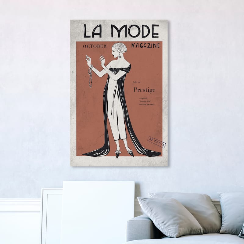Wynwood Studio Fashion and Glam La Mode Poster Brown and French Country Wall Art Canvas Print - 45 x 30