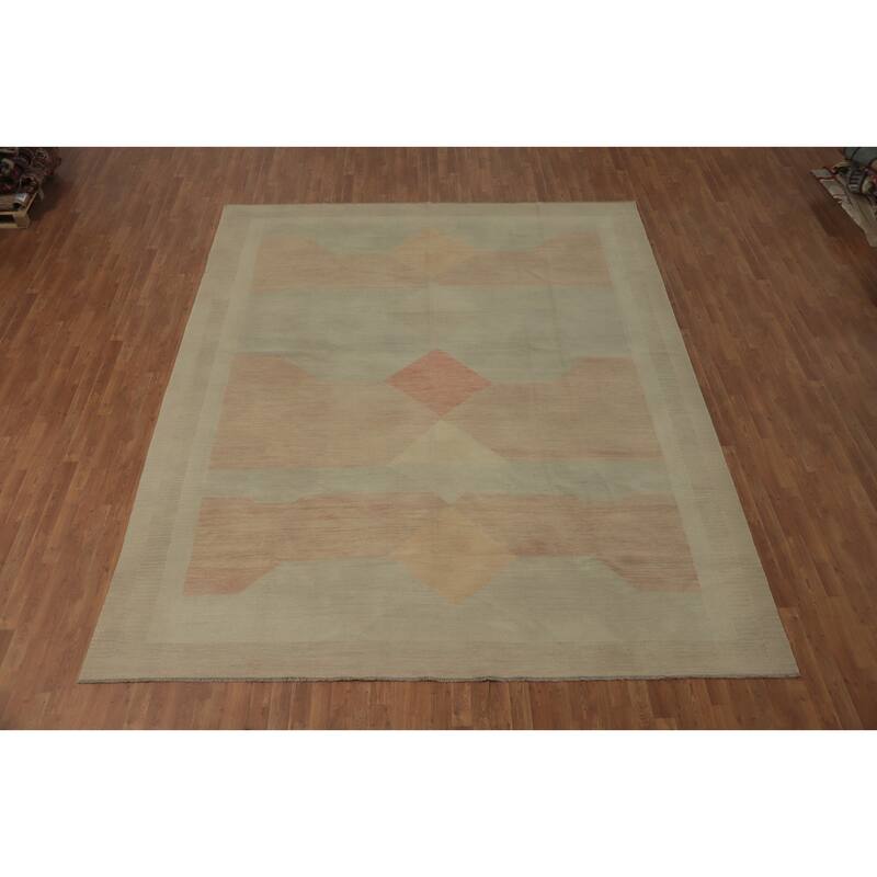Hand Woven Oriental 100% Wool Carpet Southwestern Tribal Multi-Colored Kilim Area Rug - 12' 7'' X 10' 1''