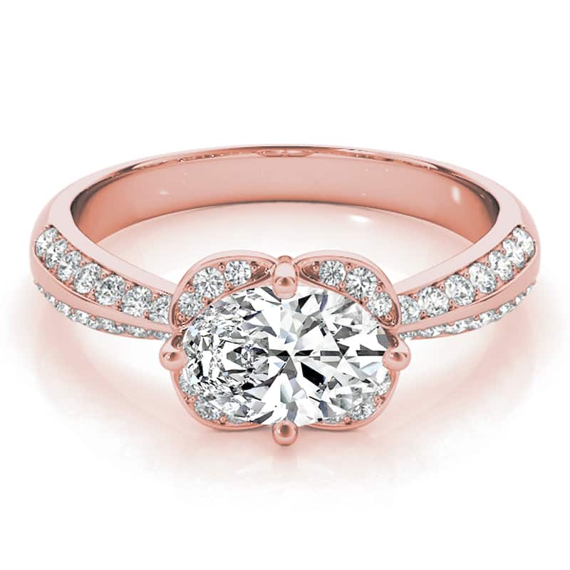 Auriya 14k Rose Gold Lab Grown Oval Diamond Halo Engagement Ring 0.50 to 5.00 ct. tw. (F-G VS)