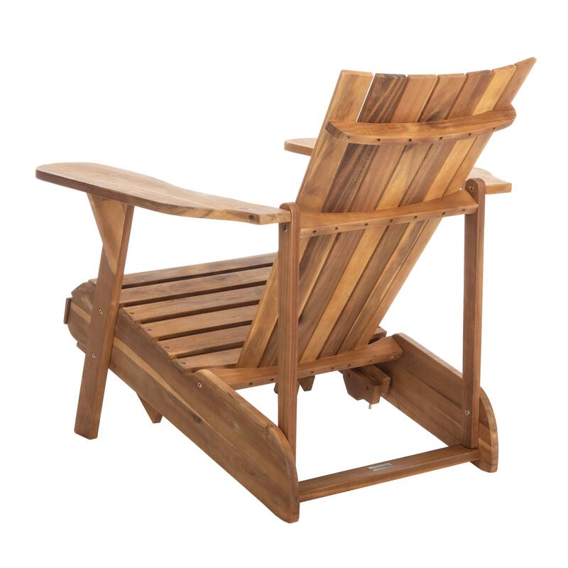 SAFAVIEH Outdoor Mangla Adirondack Chair with Retractable Footrest - 52W x 32D x 30H