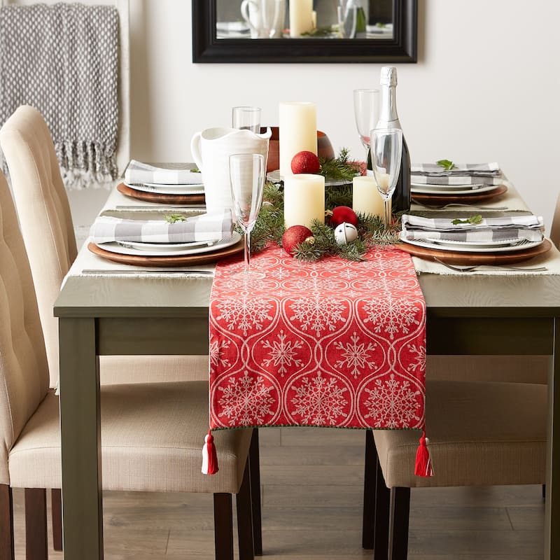 DII Joyful Snowflakes Reversible Jacquard Table Runner