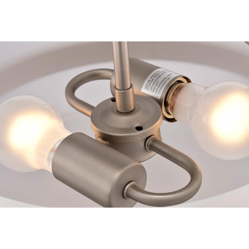 Stefani Matte Satin Nickel 2-Light Frosted Glass Drum Shade Semi-Flush Mount