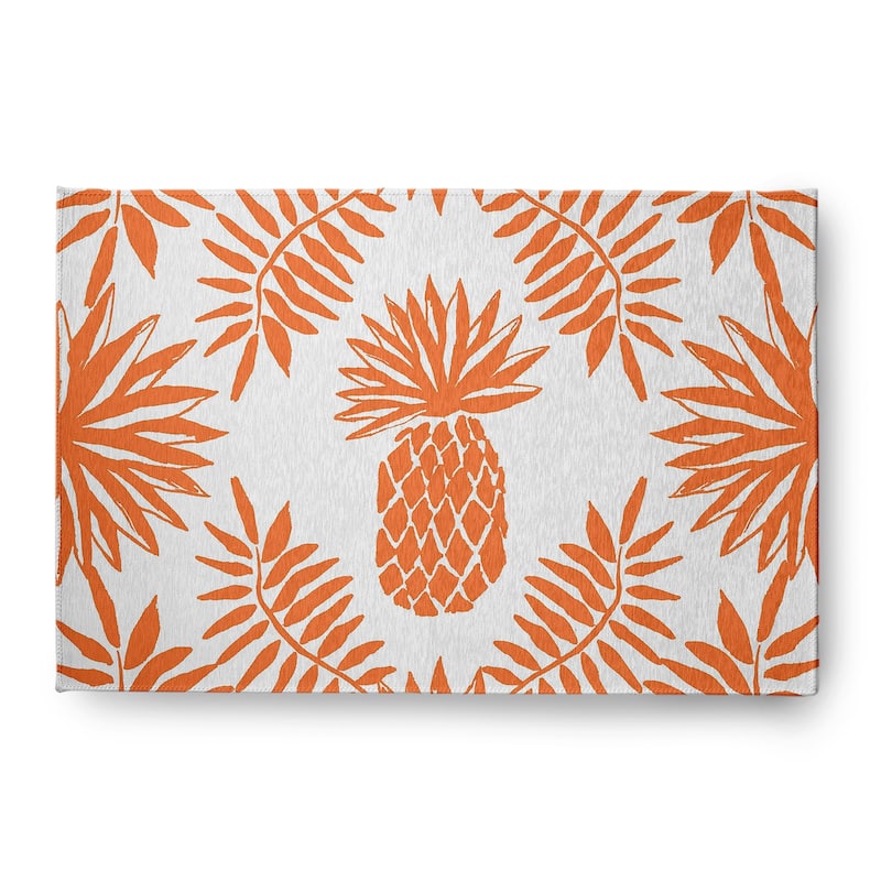 Pineapple Leaves Spring Chenille Indoor/Outdoor Rug - Orange - 4' x 6'