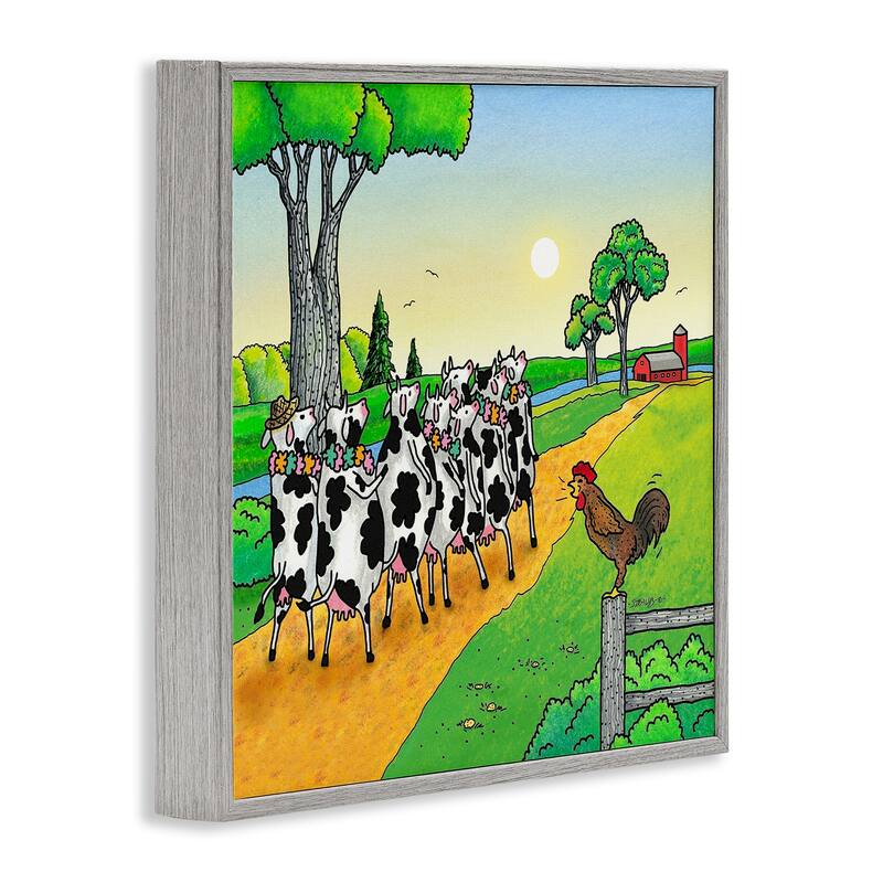 Stupell Funny Cows Come Home Framed Giclee Art Design By Roger Straub