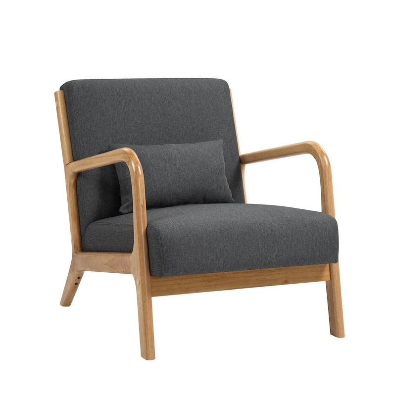 Mid Century Solid Wood Upholstered Accent Chair