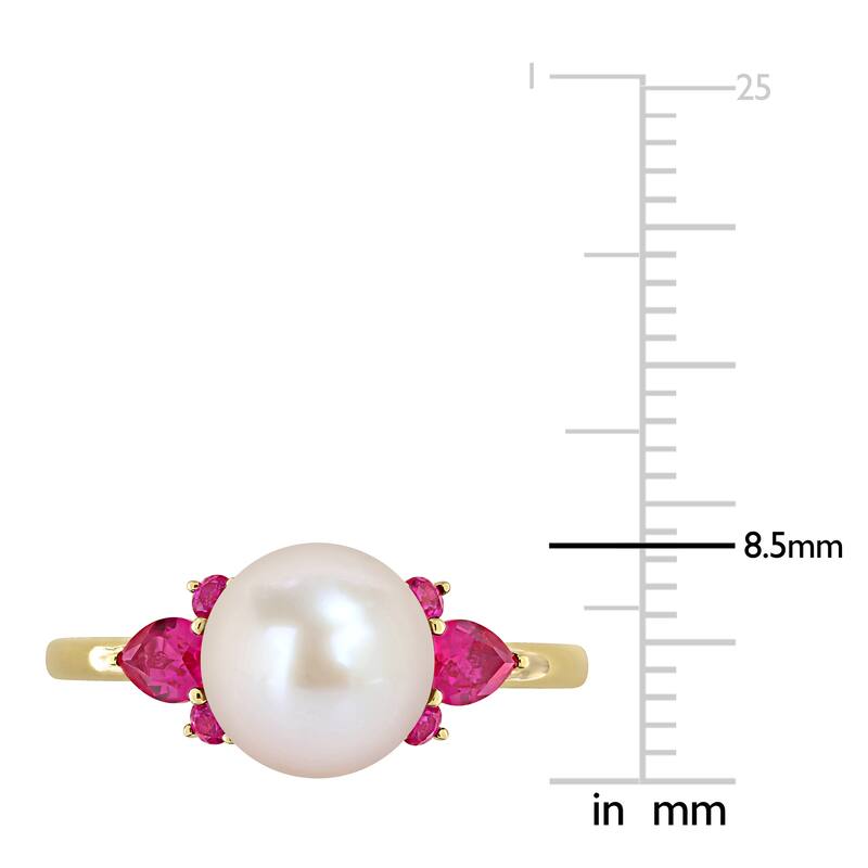 Miadora Cultured Freshwater Pearl and Gemstone Ring White or Yellow 14k Gold