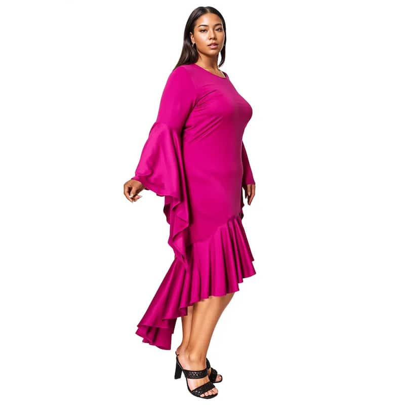L I V D Women's Plus Size Arielle Flowy Mermaid Hem Dress