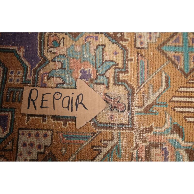 Distressed Purple Tabriz Persian Vintage Area Rug Handmade Wool Carpet - 6'0"x 9'2"