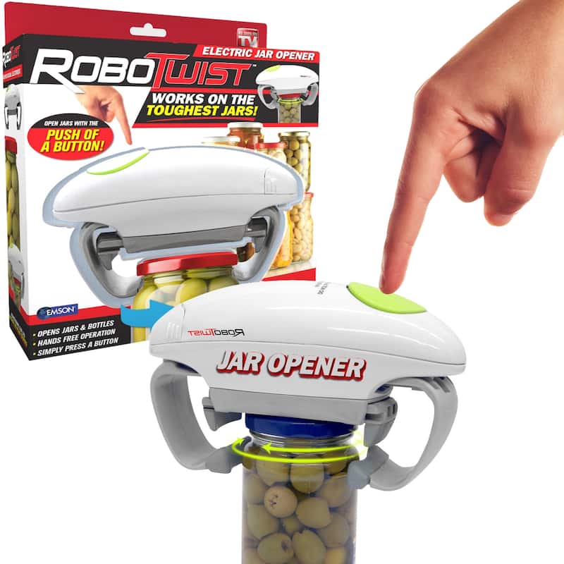 Robo Twist Electric Jar Opener Automatic Hands-Free Kitchen Gadget - White