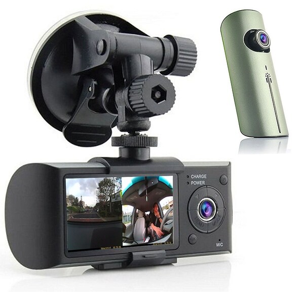 Indigi® New XR300 Car DVR Dual Camera DashCam (Front+Rear) G-Sensor Driving Recorder with 2.7" Split Screen LCD w/ GPS Tracker