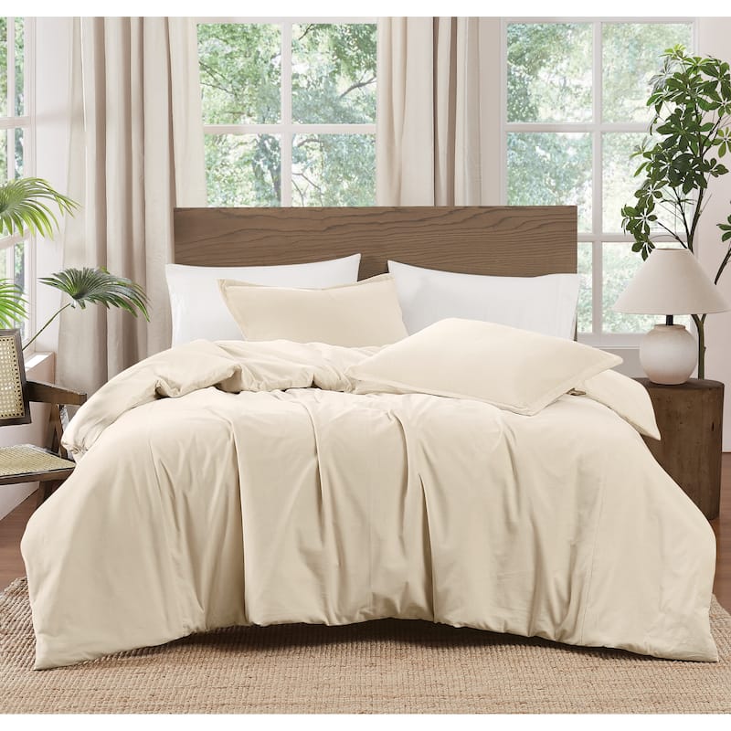 Brooklyn Loom Matte Cotton Velvet 3 Piece Duvet Cover Set