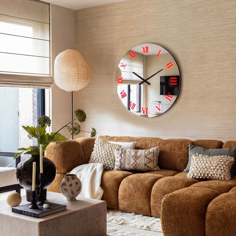 3-Color RGB Backlight Round Mirror Wall Clock